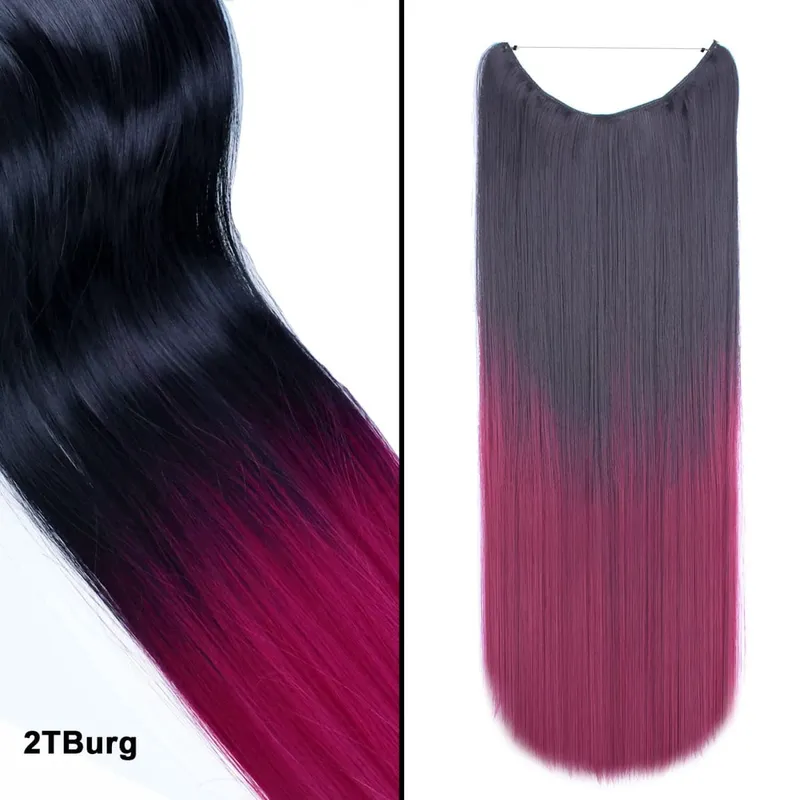 Jeedou κυματιστά μαλλιά Extension Elasticity Αόρατο σύρμα Fish Line One Piece No Clips Συνθετικά Hairpieces Ombre Χρώμα για γυναίκες — image 13