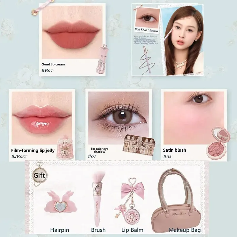 Flowerknows Strawberry Cupid All-in One Gift Box Κιτ μακιγιάζ Επαγγελματική παλέτα Swan Blusher Blush Set Lip Cream Flower Knows