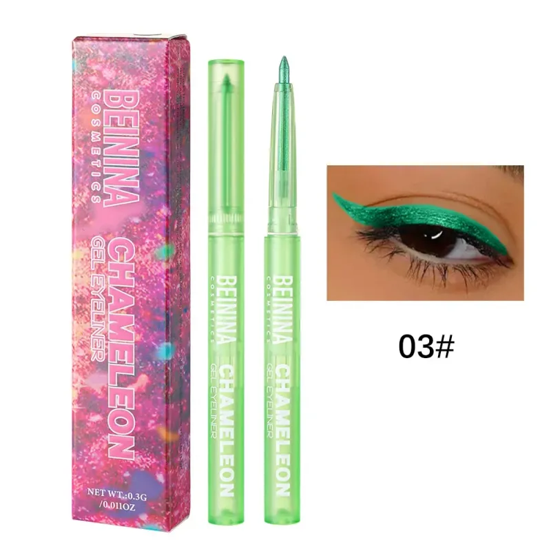 Μεταλλικό Chameleon Gold Eyeliner Gel στυλό Pearlescent Polarized Glitter Πράσινο Inner Eye Liner Λαμπερό πολύχρωμο Soft Eyes Pigment