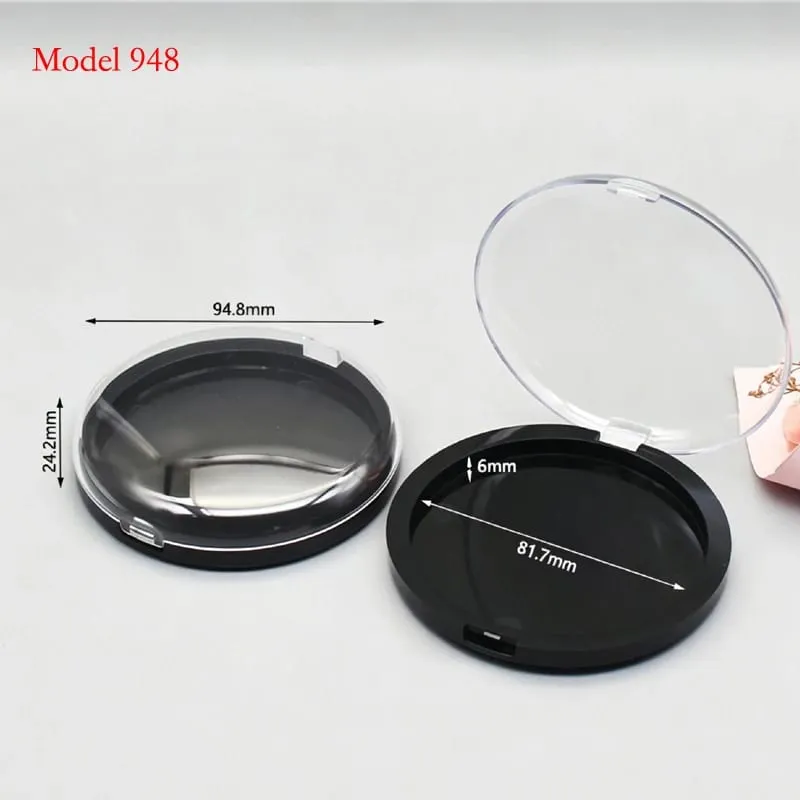מחיר אצווה עבור צבע שחור צורה עגולה אריזת איפור מפלסטיק ריק מארז אבקה קומפקטי מיכל אבקה סומק — image 4