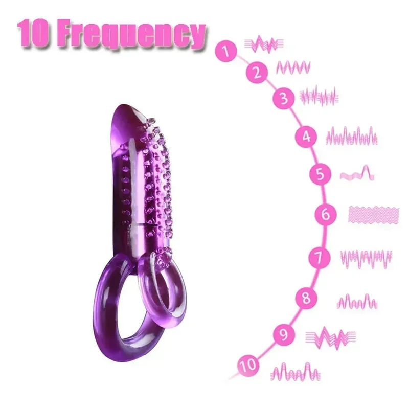 Vibrating Cock Ring With Tongue Clitoral Stimulator Raised Nodules Anal Beads For Couple Play Adult Sex Toys Penis Ring Wearable