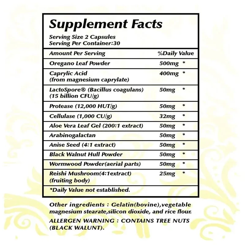Candida Cleanse - Promotes Intestinal Cleansing and Detoxification Improves Digestion and Relieves Constipation and Bloating