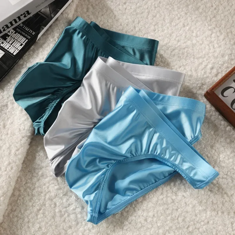 Men Solid Briefs Underwear Man Sexy Glossy Underpants Cuecas Calzoncillos Ropa Interior Hombre Slips Male Pouch Panties — image 8