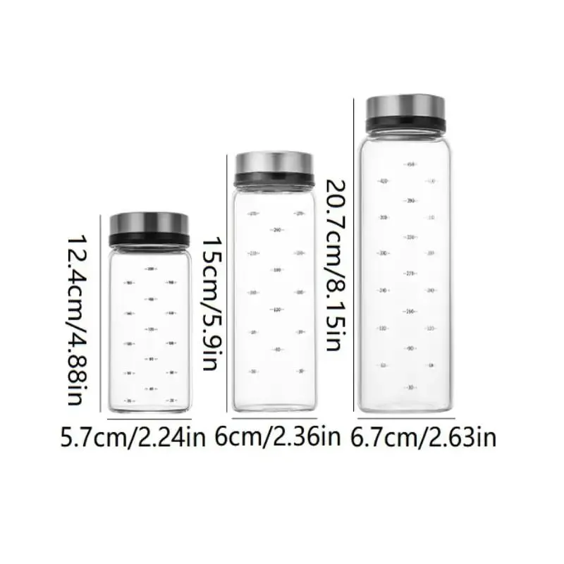 200/300/500ml High Borosilicate Glass Seasoning Can Salt Sesame Solid Condiment Seal Bottle Pepper Spice Shaker With Rotary Lid