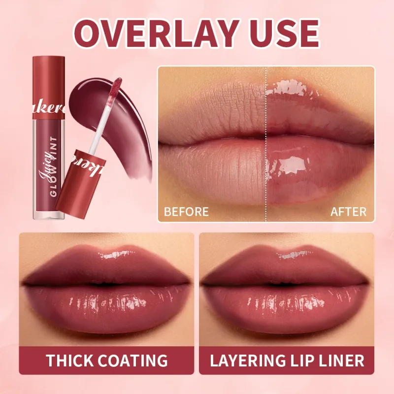 Juicy Glow Lip Tint Mirror Shine Lip Gloss Deep Hydrating Long-Lasting Dewy Moisturizing Non-Sticky High Shine Tinted Lip Makeup — image 5
