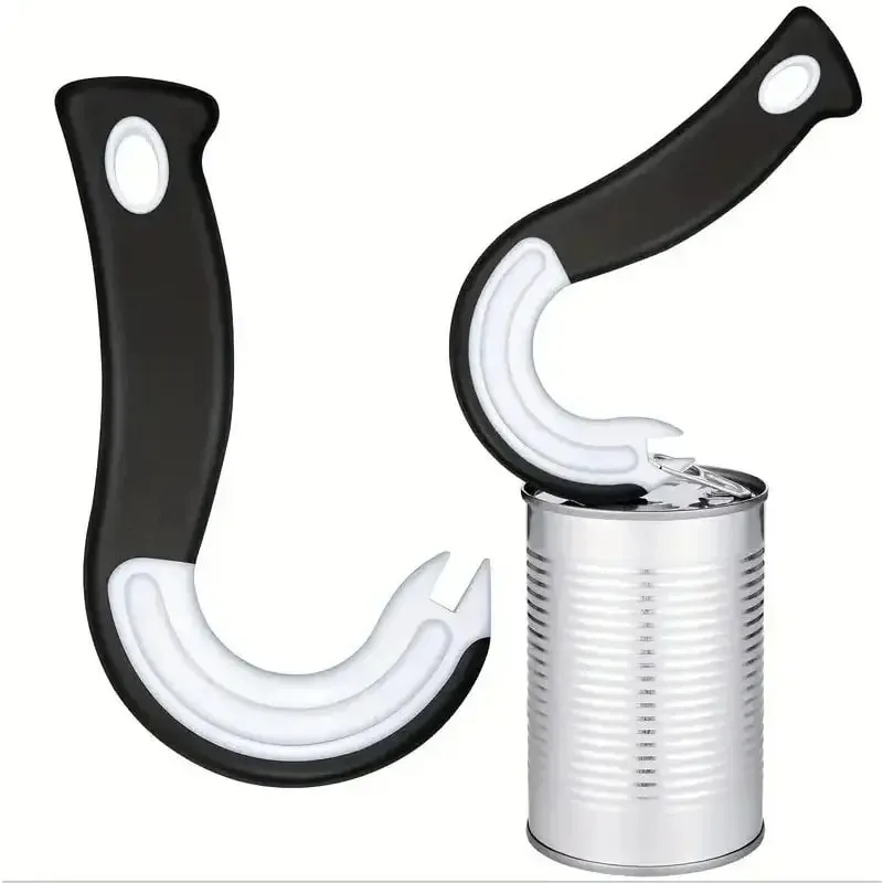 Portable J-Shaped Easy Grip Tin Openers Kitchen Non-Slip Jar Opener Lid Opening Tools Ring Pull Can Opener Multifunctional — image 4