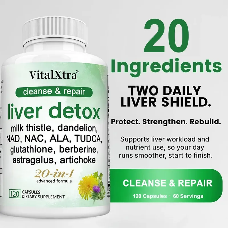 Liver Support Capsules Milk Thistle Dandelion Supports Liver Cleanse & Detox Wellness Antioxidant & Digestive Health