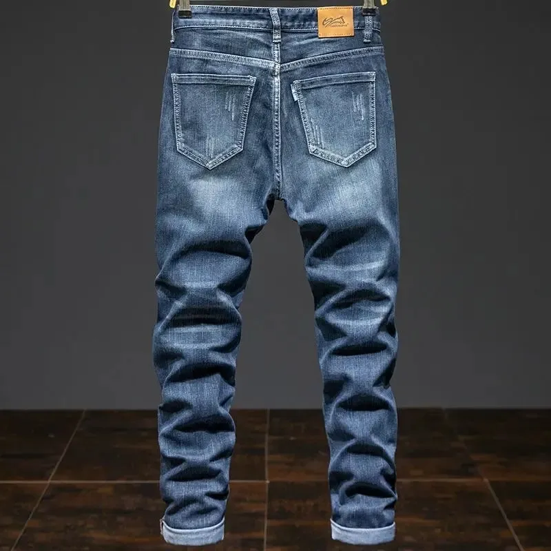 Splicing Elastic Large Size Loose Elastic Jeans Men's Autumn Korean Trend Pants Men's Harlan Denim Trousers Men Bootcut Jeans