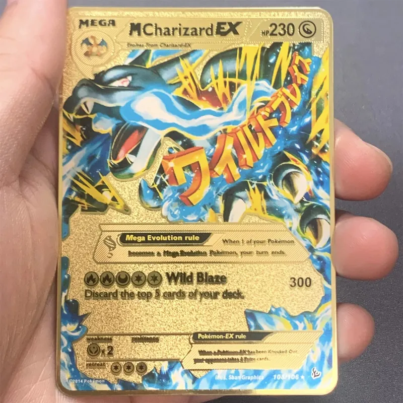 Tiếng Anh Kim Loại Pokemon Thẻ DIY Arceus Mewtwo Charizard Pikachu Sắt Sáng Bóng Pokémon GX Vmax EX Trò Chơi Trẻ Em Bộ Sưu Tập Thẻ Đồ Chơi Quà Tặng