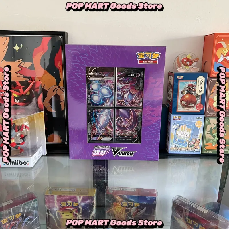 متوفر 100% أصلي بوكيمون Ptcg بطاقة رباعية اقتران V-Union علب الهدايا بيكاتشو بيج جمع مورو بيكر Mew-Two Ptcg صندوق