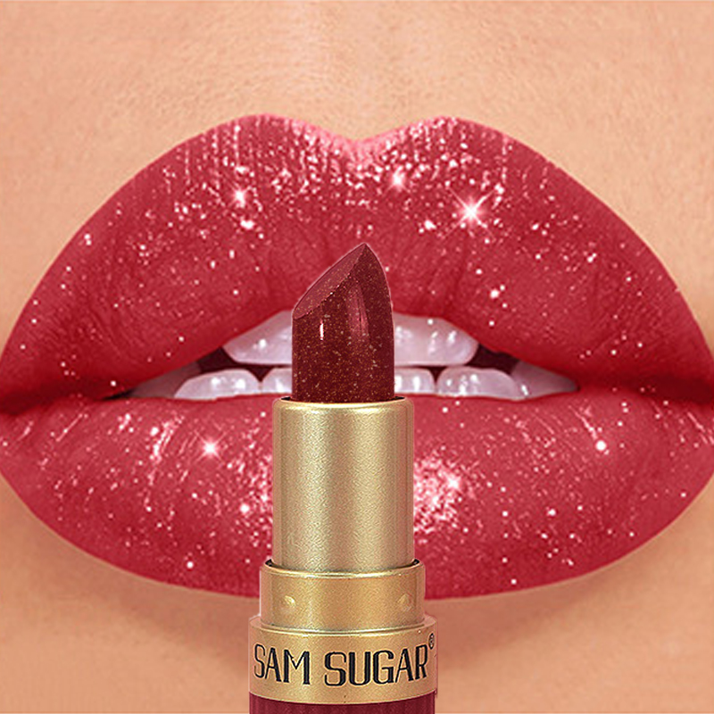 Diamond Pink Lipstick Chocolate Brown Metallic Glitter Lipstick Μεγάλης διάρκειας Αδιάβροχο Shimmer Pearl Sparkling Lip Gloss Μακιγιάζ