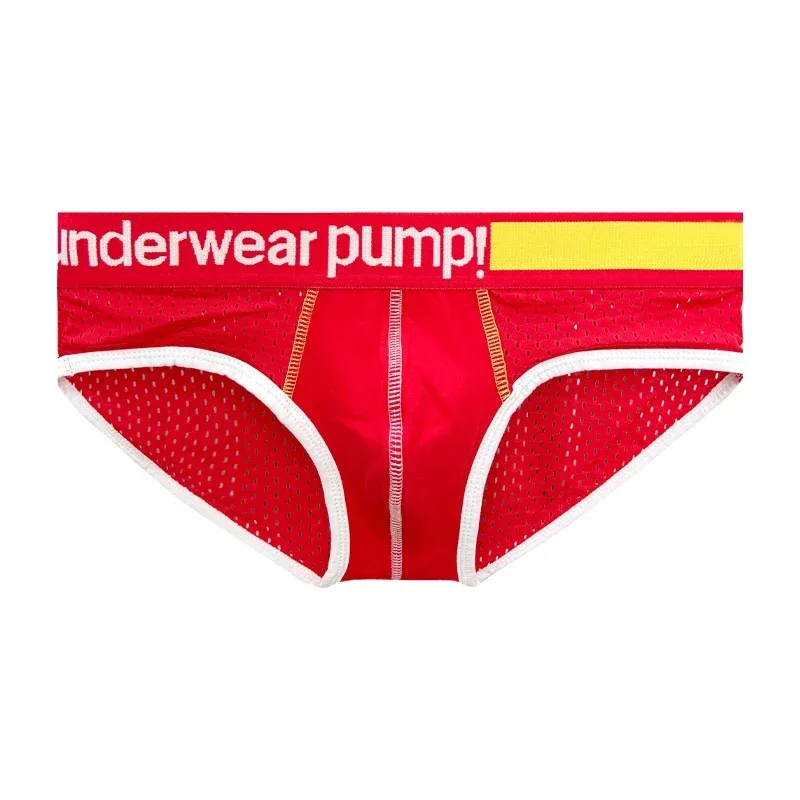 Men's Low Waist Slimming Mesh Briefs U Convex Pouch Elastic Waistband Breathable Colorful Jockstrap Underwear