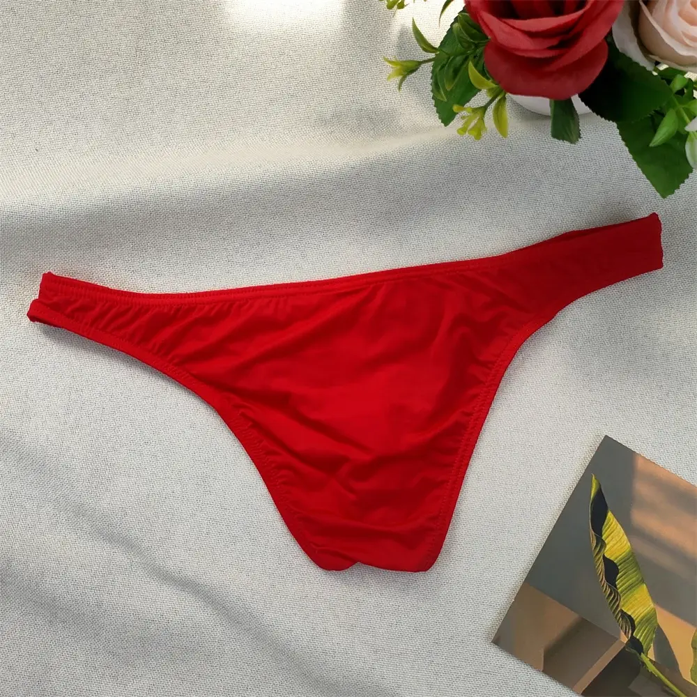 Men's Ultra-low Waist Bugle Pouch Bikini Briefs Sexy Tight Transparent Underwear Male Ice Silk Ultra-thin Underpants Plus Size — image 9