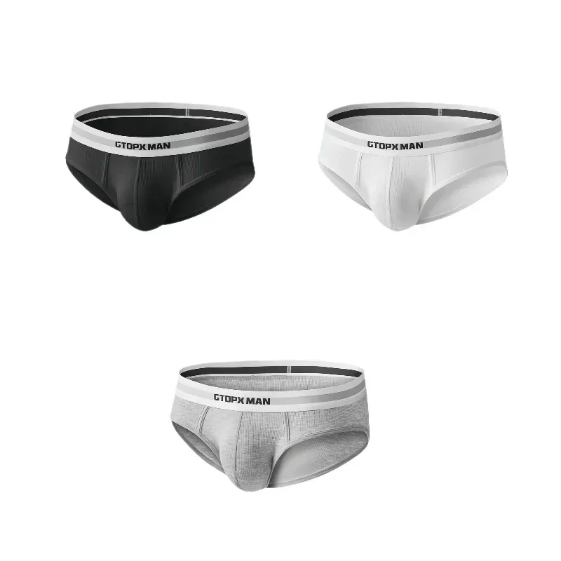 3Pack Summer Single Layer Mens Underwear Low Rise Briefs for Men Elastic Comfort Fit Underpanties Ropa Interior Hombre