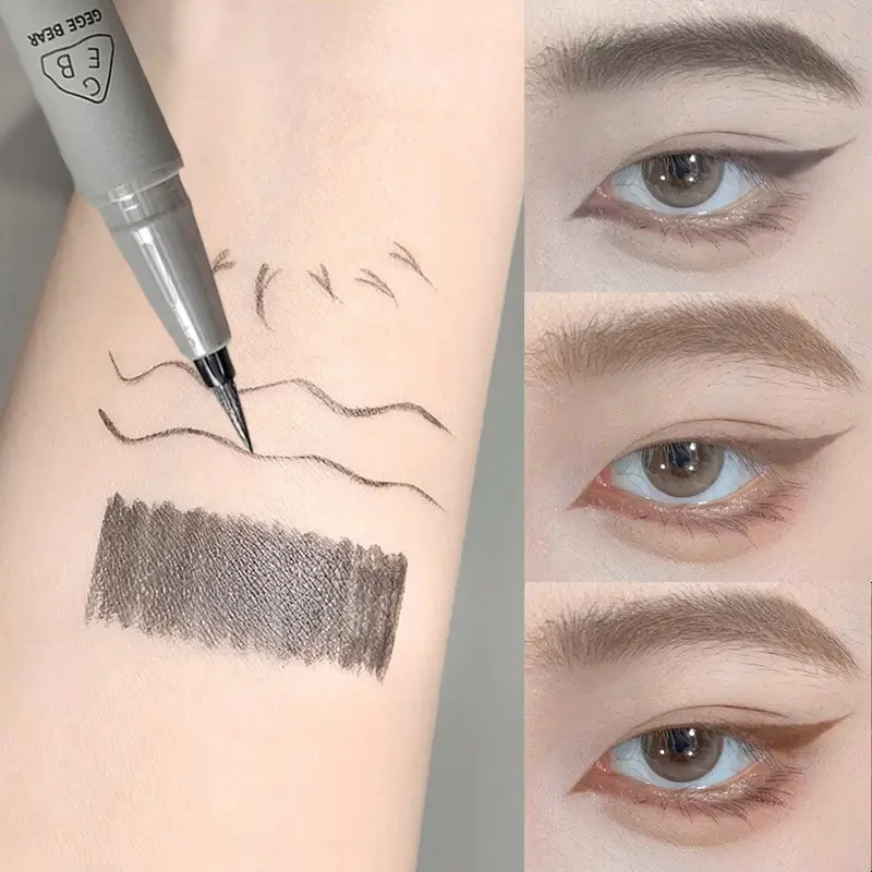 Αδιάβροχο Quick Dry Liquid Eyeliner Pen Ultra-fine Matte Black Brown Lasting Lying Silkworm Eyeliner Pencil Φυσικό Μακιγιάζ ματιών