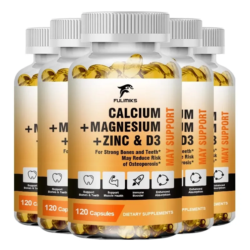 Bone Support Capsules Calcium Magnesium Zinc with D3 Enhances Absorption Supports Bone Strength Immunity & Muscle Health