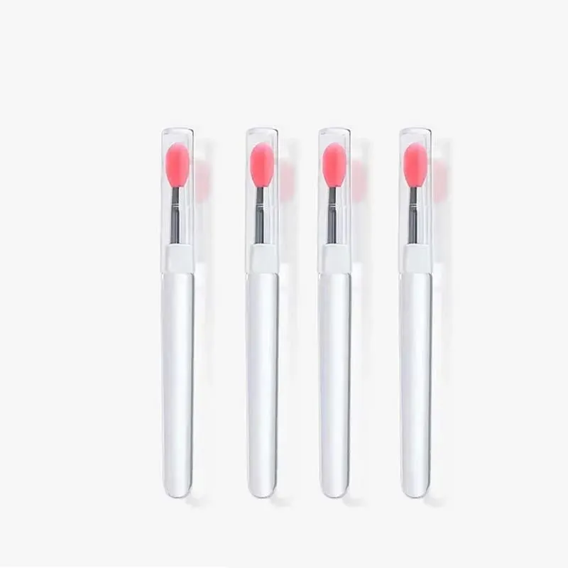 1/2/3/4pcs Portable Silicone Lip Brush With Cover Soft Multifunctional Lip Balm Applicator Lipstick Lipgloss Makeup Brushes