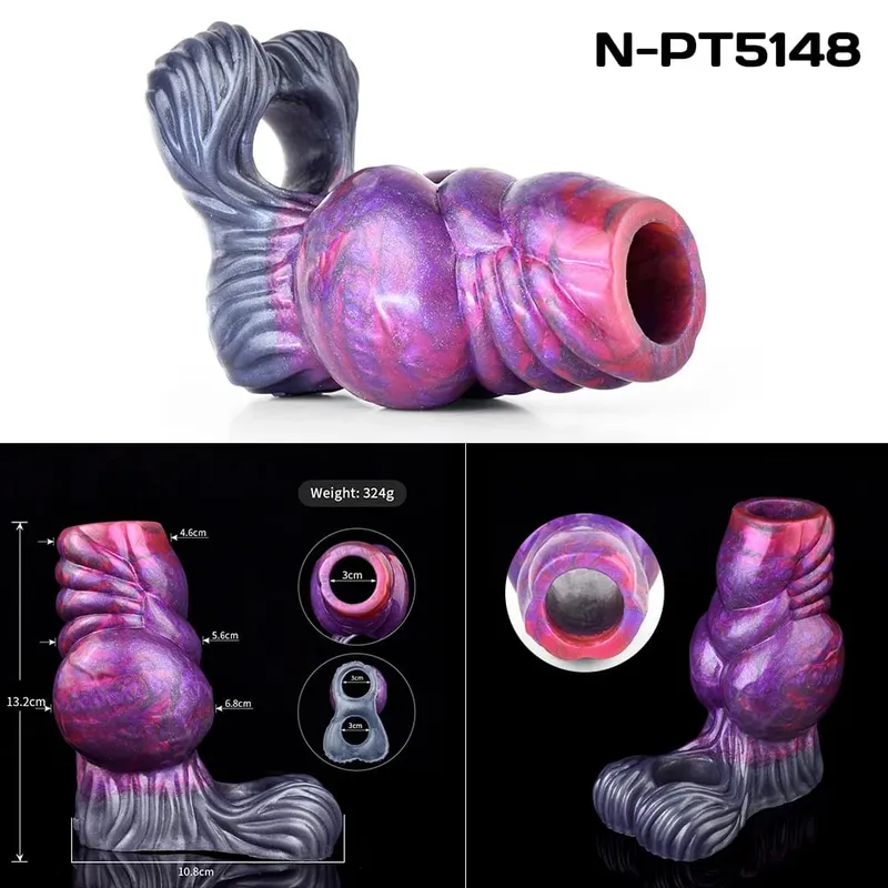 Több típusú, nyitott végű Fantasy üreges műpénisz, szilikon kakashüvely férfi péniszhüvely leesésgátló gyűrűvel, felnőtt szexjátékok 18+