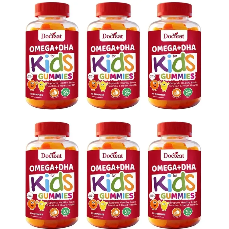 حلوى Docteat Omega+DHA للأطفال مع DHA من الطحالب وفيتامين C وزيت الشيا أوميجا 3 6 9 لدعم الدماغ والرؤية 60 علكة — image 12