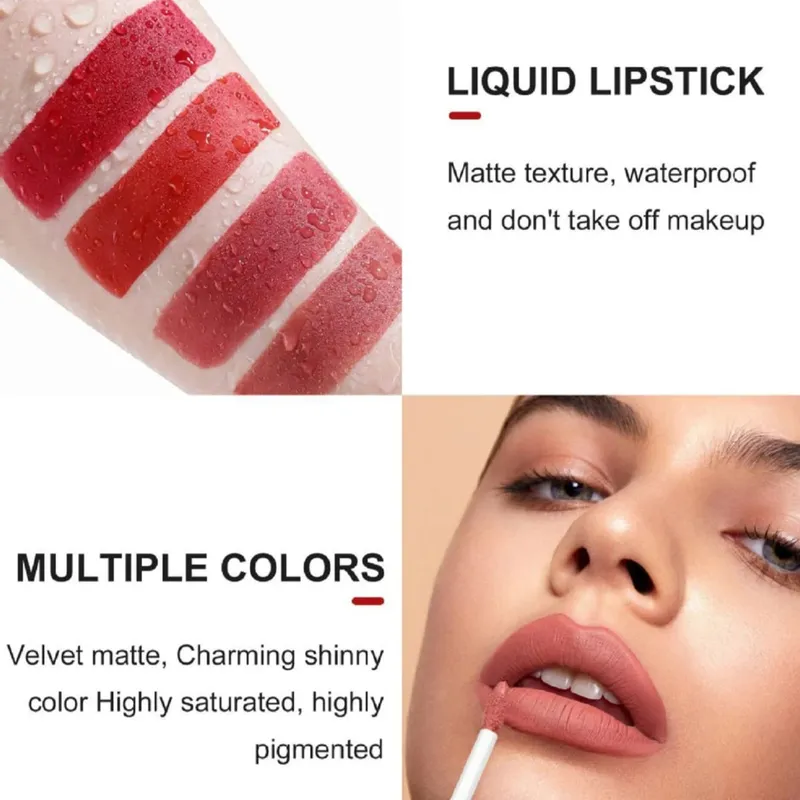 Pambabaeng 2-in-1 Lipstick Set na may Lip Liner Waterproof Long-lasting Korean Makeup Matte Finish Cosmetics Kit Libreng Pagpapadala