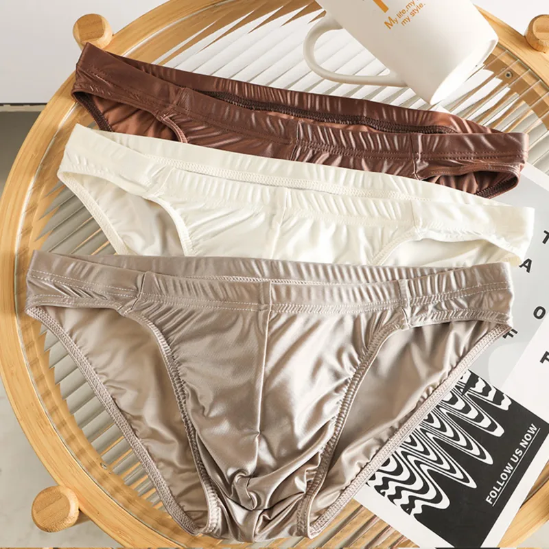 Luxury Satin-like Men Underwear Ice Silk Thin Smooth Briefs Sexy Breathable Underpants U Bulge Pouch Quick Drying Panties Cuecas — image 13