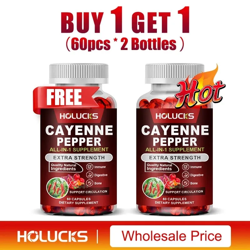 Cayenne Pepper Capsules with Vitamin D3 K2 Blood Circulation Promote Digestion Boost Metabolism Support Joint Bone Health