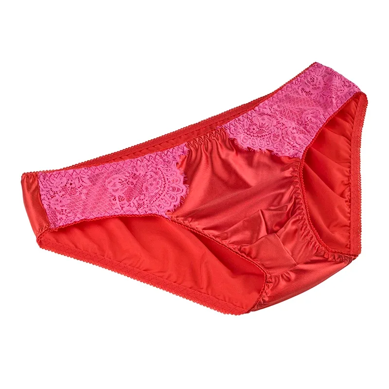 Men's Sexy Briefs Comfortable Healthy Elastic Soft Pouch mid Waist Pure Underwear Men's lace shiny gay underwear