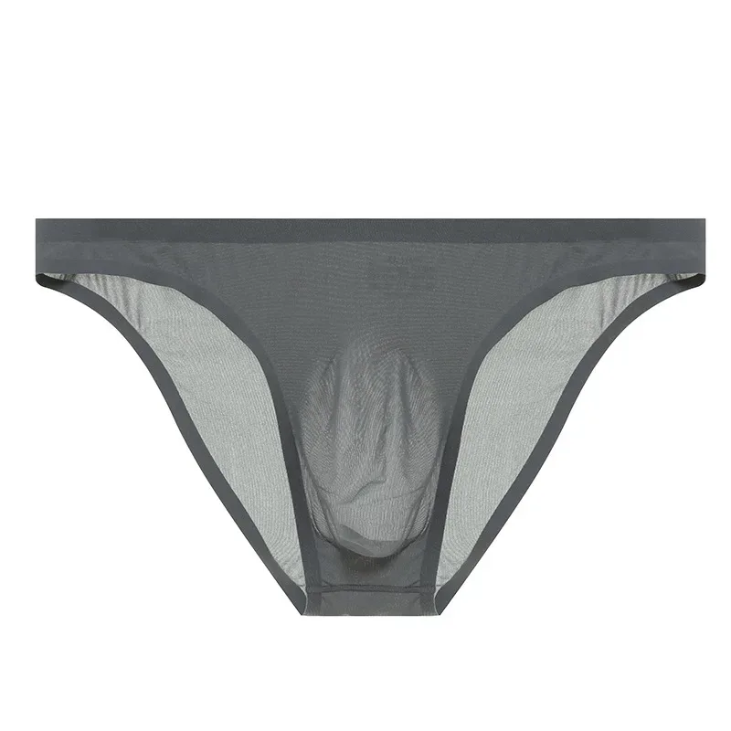 Mens Ice Silk Seamless Ultra-Thin Underwear Transparent Quick Dry Sexy Pouch Briefs Male Seamless Breathable Panties Underpants