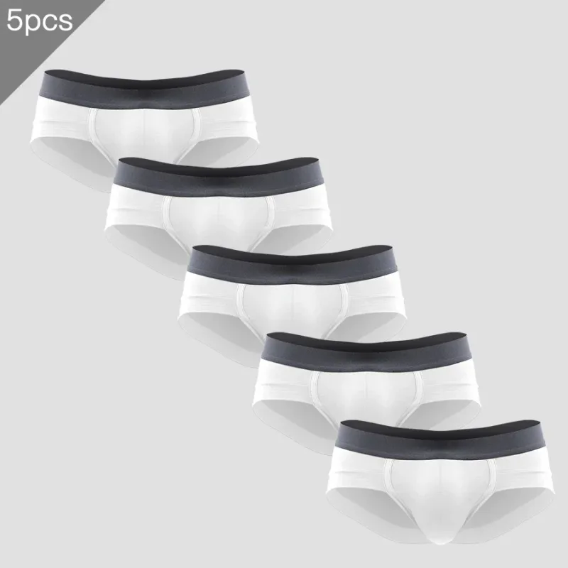 5PCS Men's three-piece briefs with U-shaped pouch, modal fabric, breathable, summer youth low-rise bottom pants — image 2