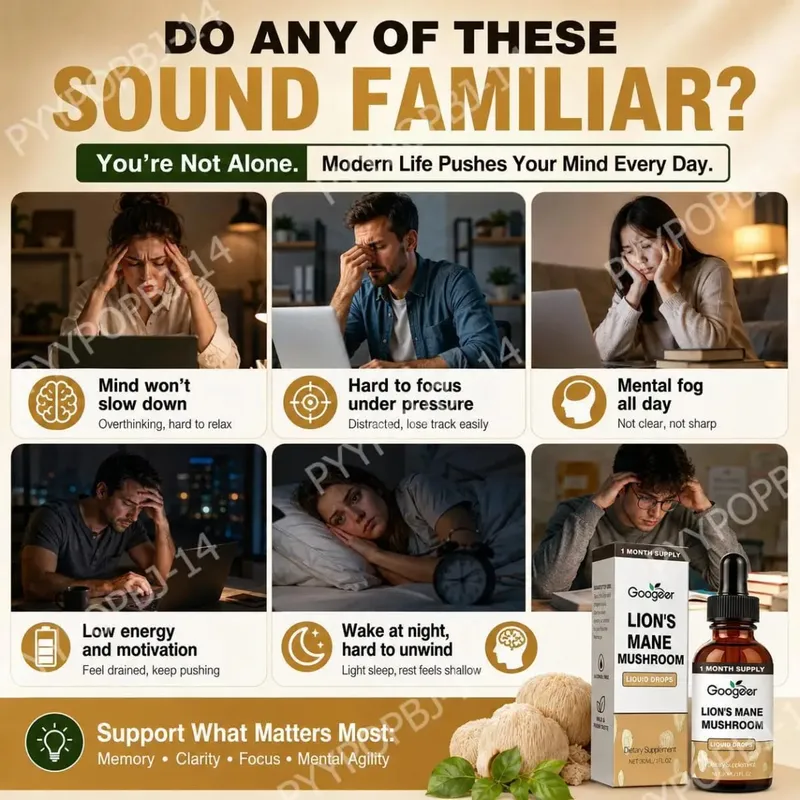 Googeer Lion's Mane Mushroom Liquid Drops Memory and Focus Support for Cognitive Clarity Mental Agility Alcohol-Free 30 ML