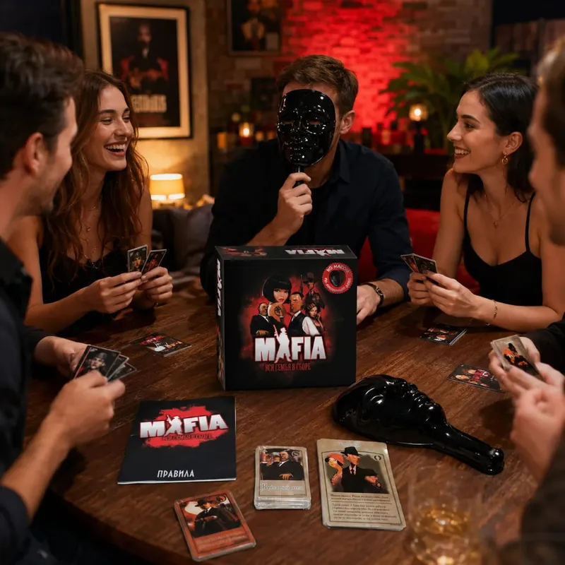 Σετ επιτραπέζιου παιχνιδιού Mafia Strategy Deduction Party Παιχνίδι με μάσκα και κάρτες για Family Game Night Ρωσική έκδοση
