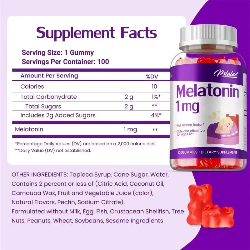 Melatonin gumicukor 1 mg - Gyermekek elalvását segítő szerek enyhítik a stresszt, javítják az álmatlanságot, javítják az alvás minőségét és mélyebb alvást — image 3