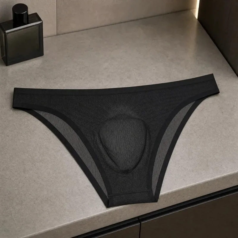 Soft Ice Silk Men's Triangle Panties Lingerie Breathable Men Thin Briefs Solid Color Large Size Underwear for Men Male — image 10