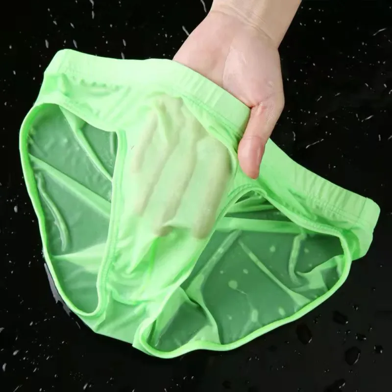 Men Sexy Sheer Ice Silk Briefs Underwear Quick-Dry U Convex Pouch Breathable Low-Waist Underpants Summer Cooling — image 12