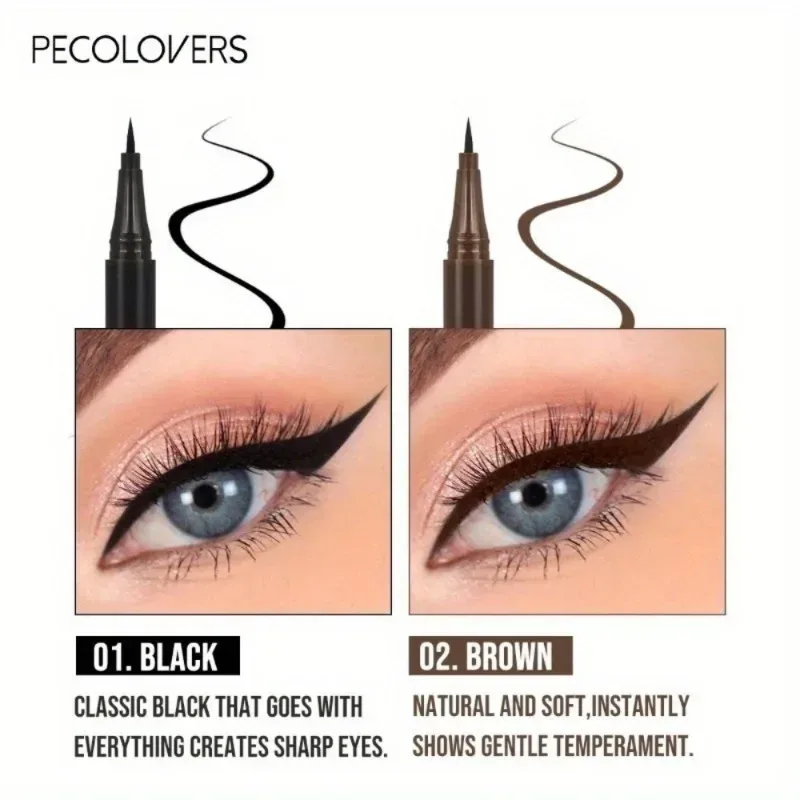 3Pcs Smooth Eyeliner Pen - Smudge-Proof Eye Pen Quick-Dry for all cases Μακιγιάζ ματιών με μαύρο και σκούρο καφέ