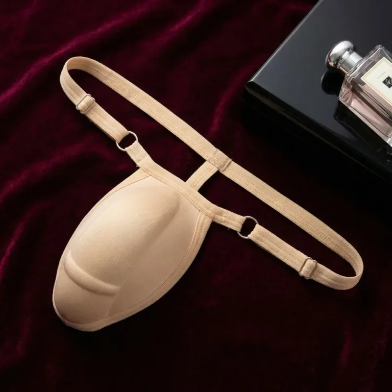 T-back Push Up gąbka podkładka pod kubek stringi regulowane 3D z przodu wyściełane figi bezszwowe niskiej talii męskie bielizna modelująca męskie majtki akcesoria
