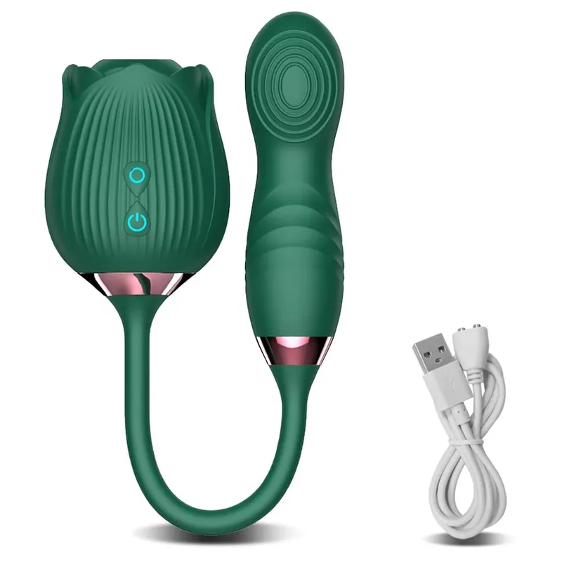 Rose-Sucking Thrusting Dildo Vibrator for Women Nipple Clit Stimulator Vibrating Egg Tongue Licking Clitoris Sucker Sex Toys