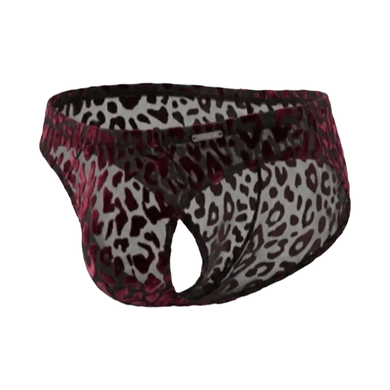 Comfortable Ice Silk Men Briefs Mesh Low Waist Sheer Underwear Convex Pouch Transparent Leopard Print Panties Date Night