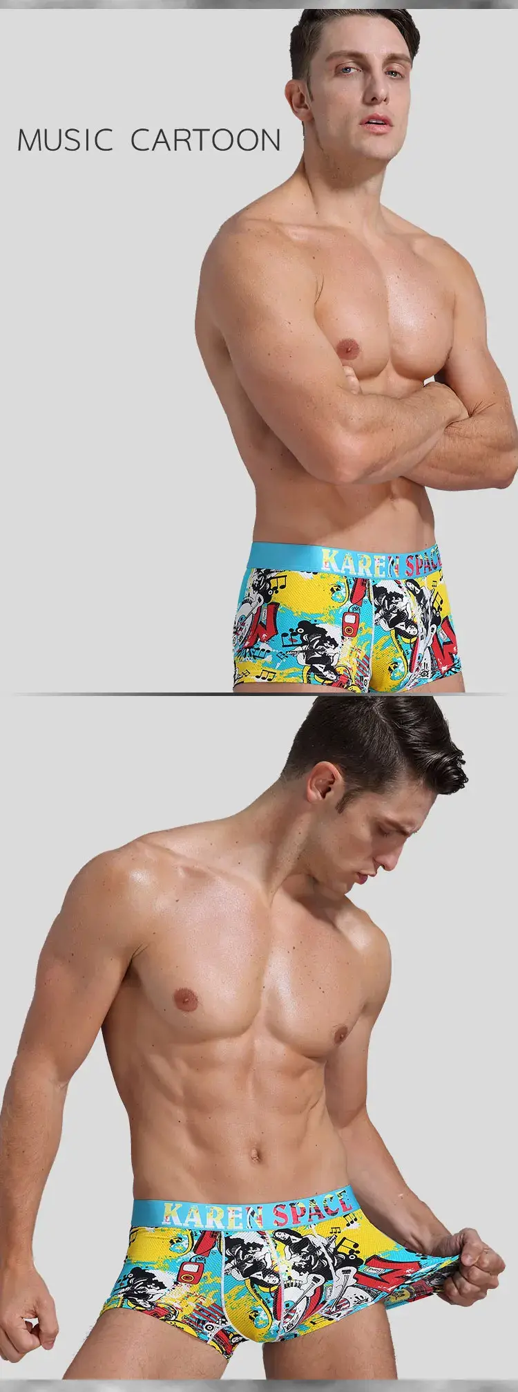 Erkek Nefes Buz Ipek Baskılı Boxer Külot Iç Çamaşırı Moda Erkek Külot Rahat Calzoncillo Hombre