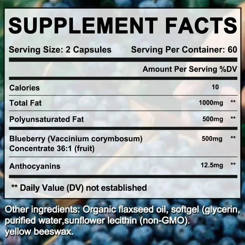 Supersterkte Bosbessenconcentraat 500 mg capsules 120 softgels Ooggezondheid Vitaminen Antioxidant Gezond zichtsupplement — image 6