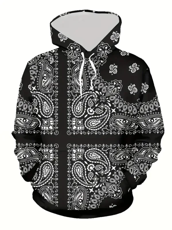 Sudadera con capucha con estampado de anacardo creativo para hombre, sudadera con capucha informal de diseño plano para hombre, sudadera con bolsillo tipo canguro — image 6