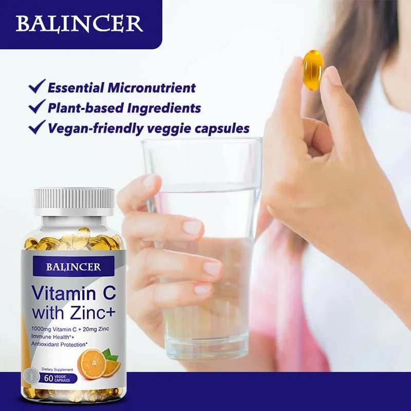 C-vitamin cinkkel Biológiailag hozzáférhető aszkorbinsav, cink-oxid, nem GMO és gluténmentes kiegészítő