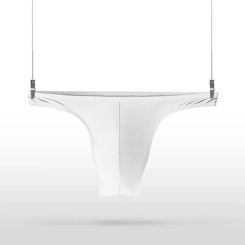 Ice Silk Thongs Men Sexy Underwear Soft Ribbed G-string Breathable Underpants Seamless Panties Male Lingerie Bulge Pouch Briefs