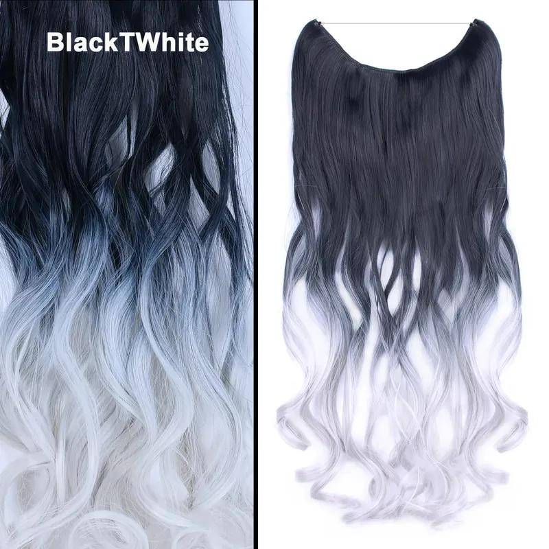 Jeedou κυματιστά μαλλιά Extension Elasticity Αόρατο σύρμα Fish Line One Piece No Clips Συνθετικά Hairpieces Ombre Χρώμα για γυναίκες — image 41