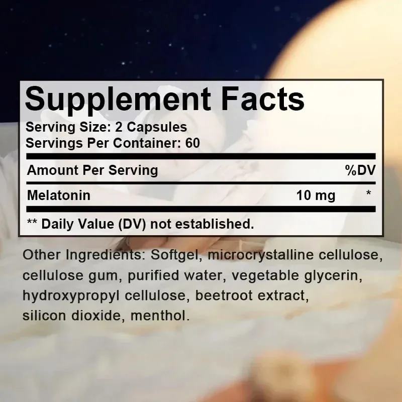 Melatonin capsules 10MG - promotes restful sleep and reduces stress uninterrupted sleep antioxidant effect
