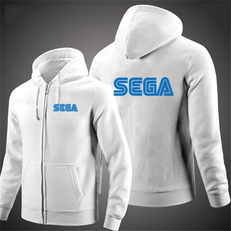 Sudaderas para hombre, jersey Sega de otoño, chaqueta informal con cremallera para hombre, Sudadera con capucha para exteriores, sudadera de otoño de Color sólido con cuello alto