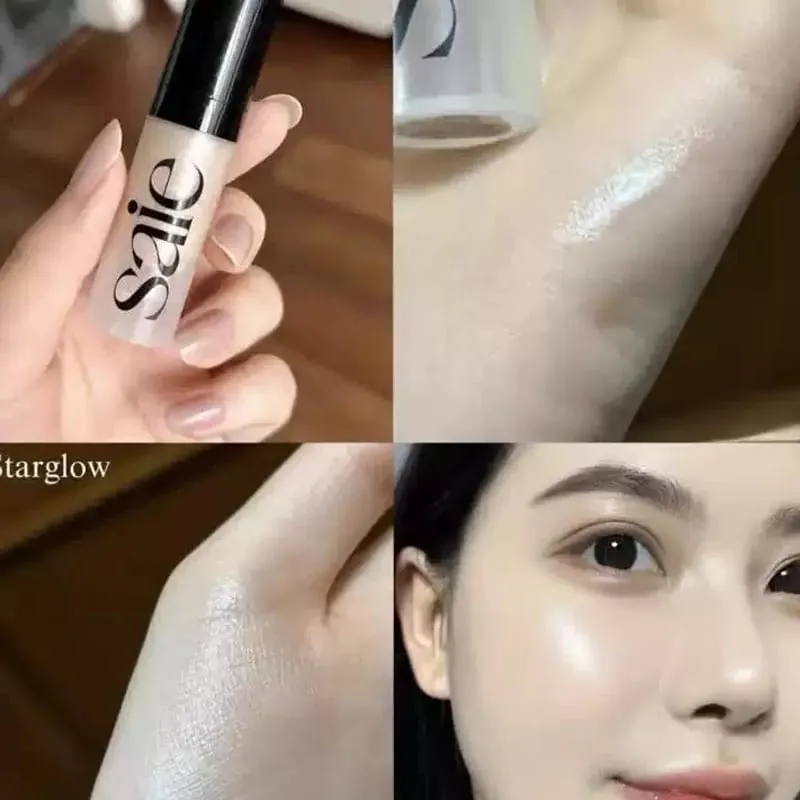 Saie 4-Colors Liquid Blush CHILLY SPICY Highlighter Sunglow Contouring Shimmer Powder Γρήγορη ξήρανση, μη κολλώδης φυσική υφή
