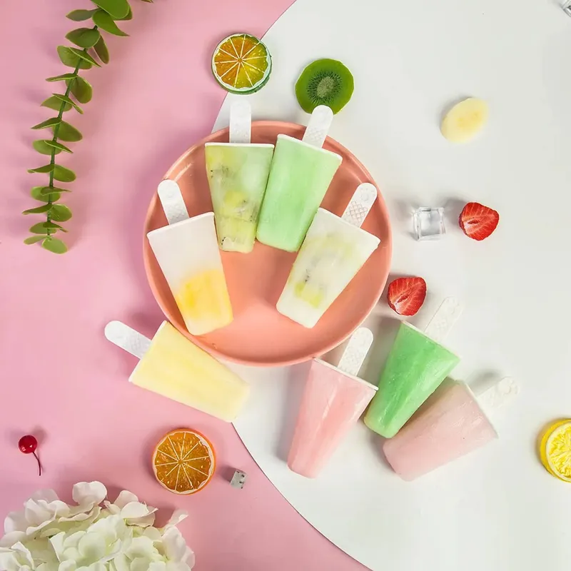 Popsic formák 6 részes szilikon jégpofa formák BPA mentes popsiforma újrafelhasználható, könnyen kioldható jégpofa gyártás — image 2
