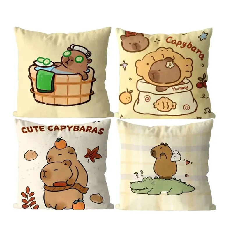 Capybara aranyos dobópárna rajzfilm négyzet alakú párnák Kawaii anime puha derék kanapé párna autós otthon hálószoba dekoráció — image 2