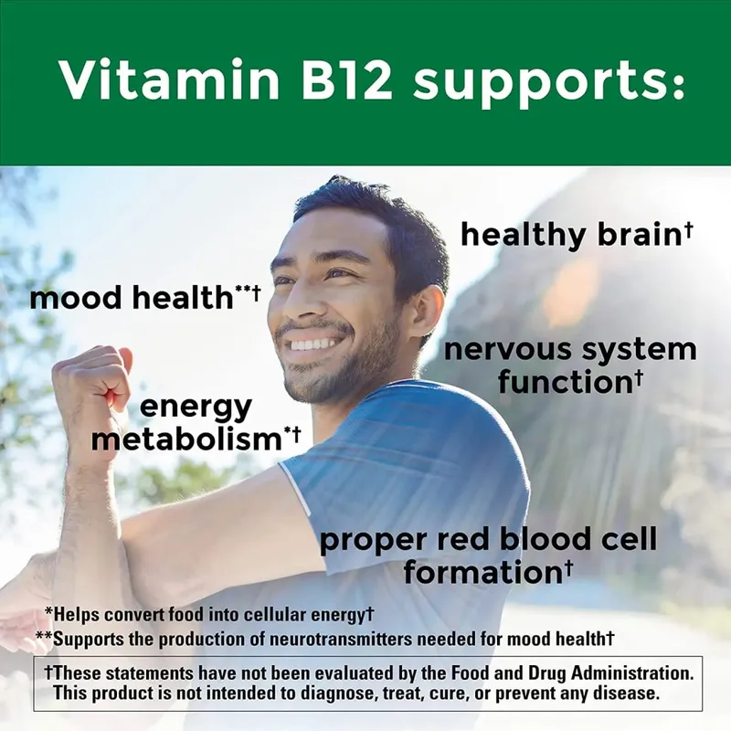 Vitamin B12 - Improve Mood Improve Brain Strengthen Nervous System Increase Energy Promote Metabolism Maintain Heart Health